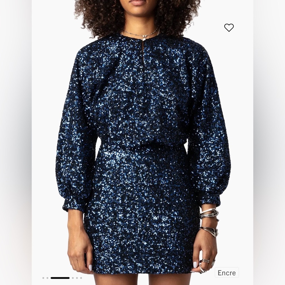 NWT - Zadig & Voltaire - Defile - Navy Sequin Mini Dress - Small - Picture 1 of 11